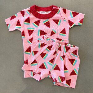 Hanna Andersson Organic Cotton Short John Pajama Set | Watermelon Print | Size 2